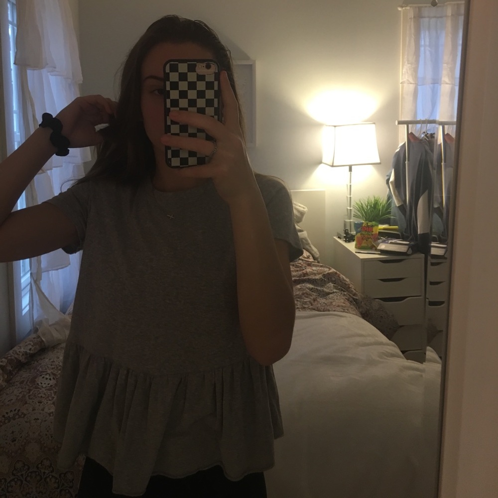 GREY PEPLUM SHIRT